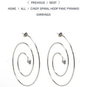 nOIr jewelry of NYC Cindy spiral  hoop pave pyramid earrings NWT